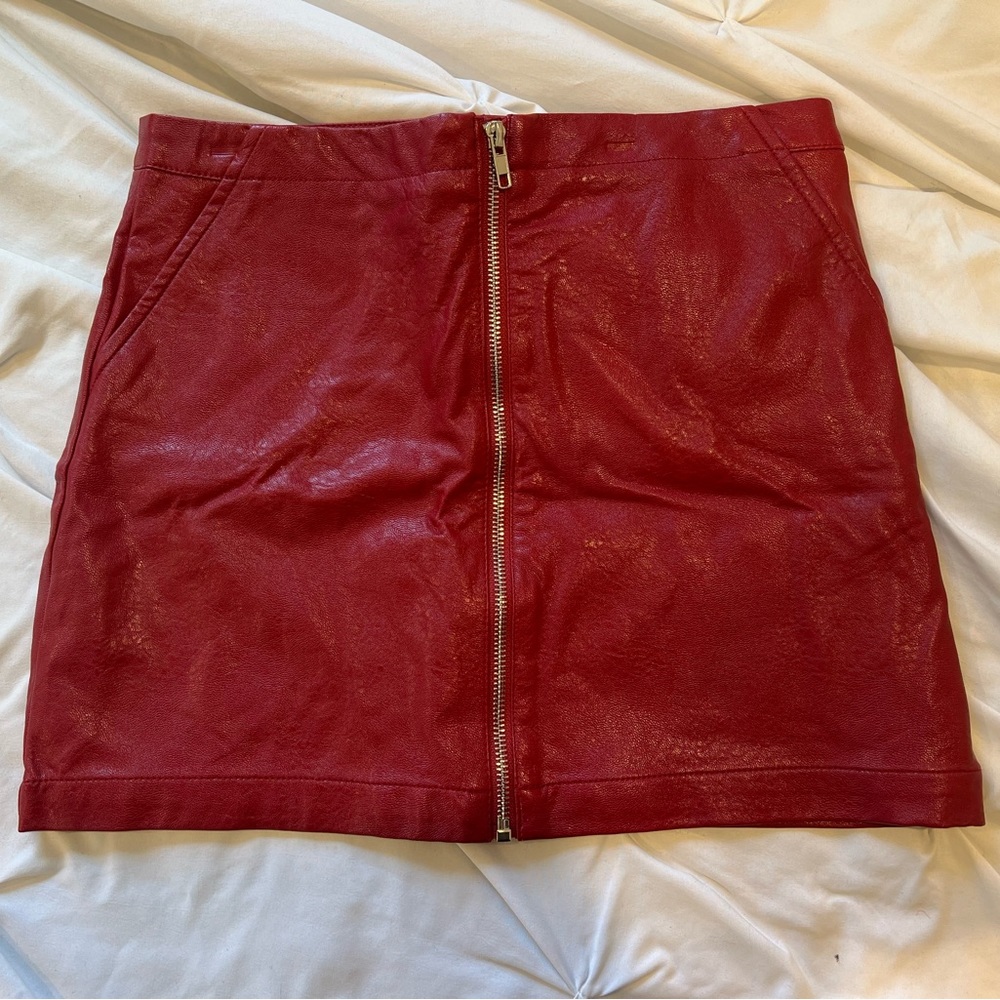 Red Leather Mini Skirt
